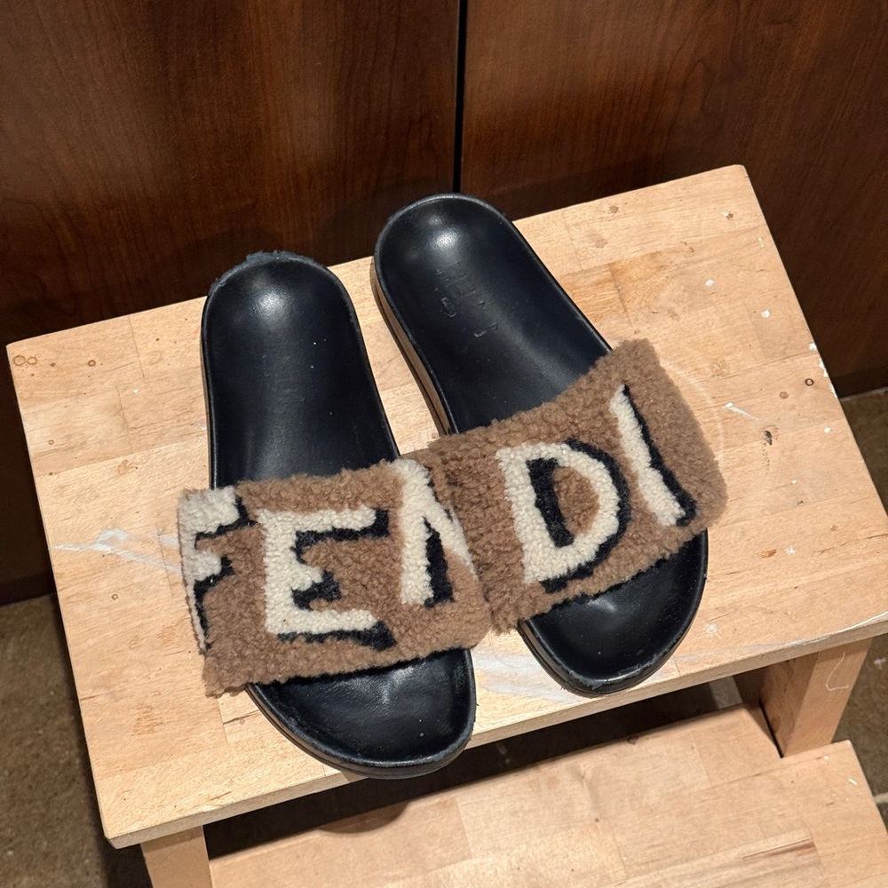 Fendi Shearling Slides